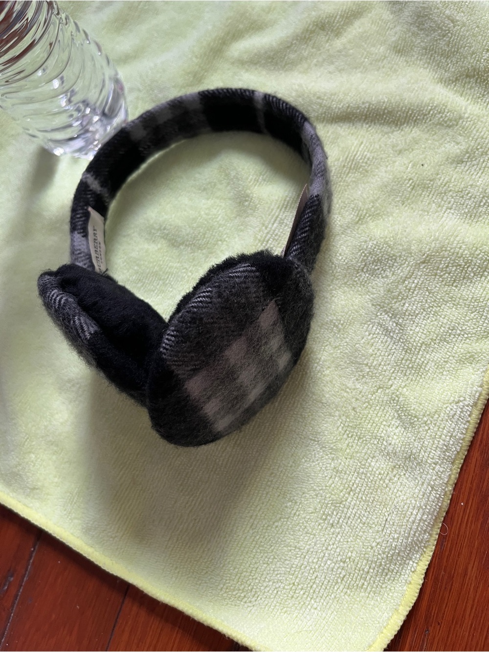 Burberry Black & Gray Plaid Ear Warmers - Picture 4 of 4